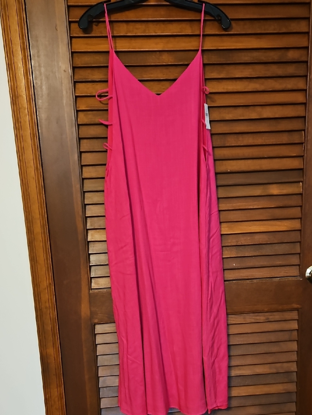 Anthropologie hot Pink Spaghetti Strap Linen Dress